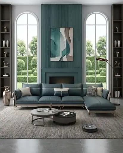 The Azure Leather Chaise Sectional